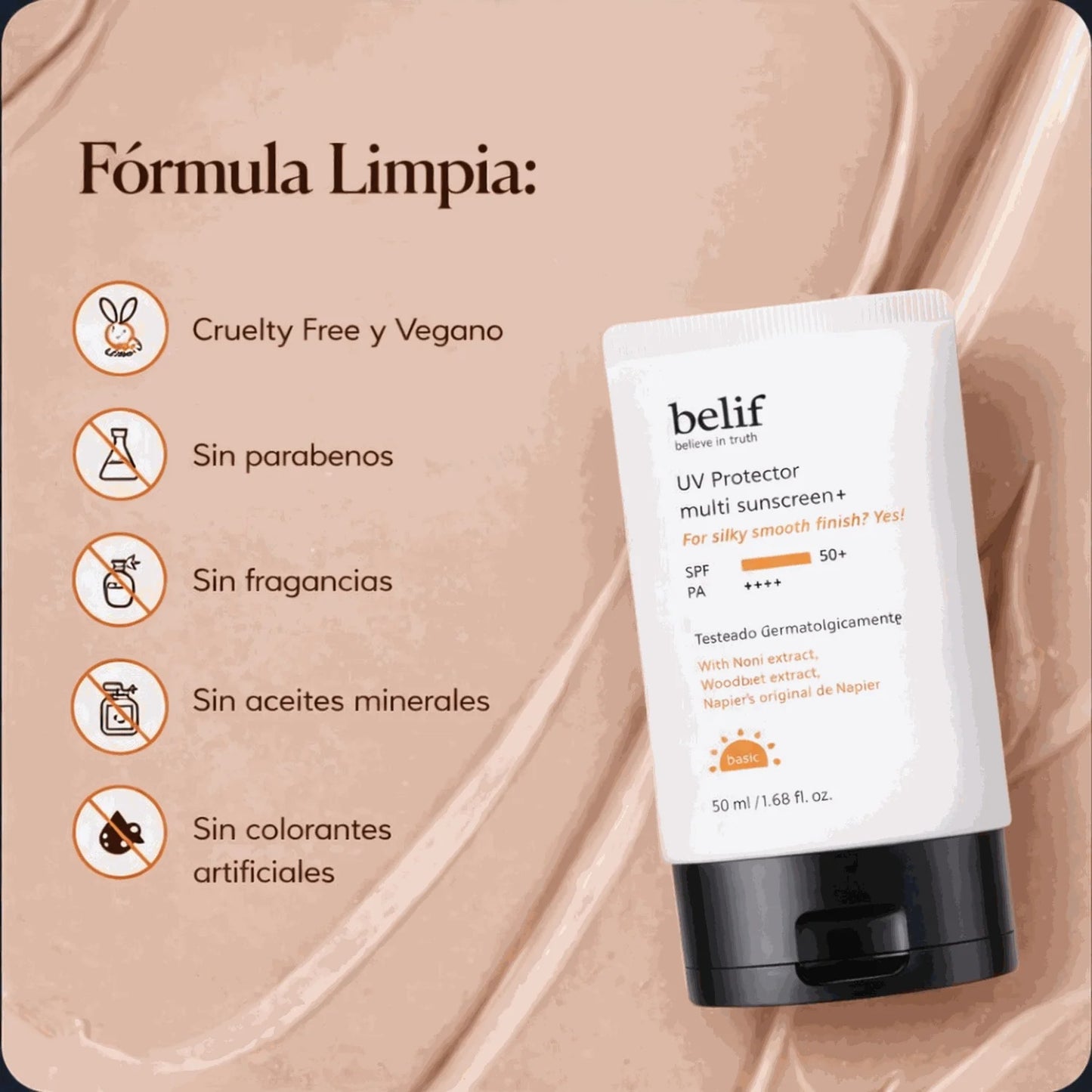 Protector Solar con Color Belif SPF50+ Multi Sunscreen 50 ml