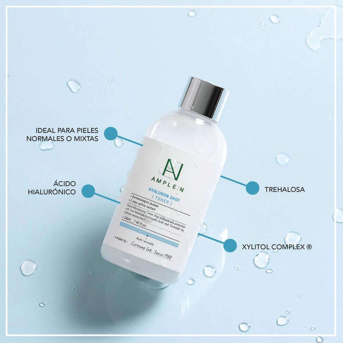Tónico Facial Hidrantante Amplen Ácido Hialurónico 220ml
