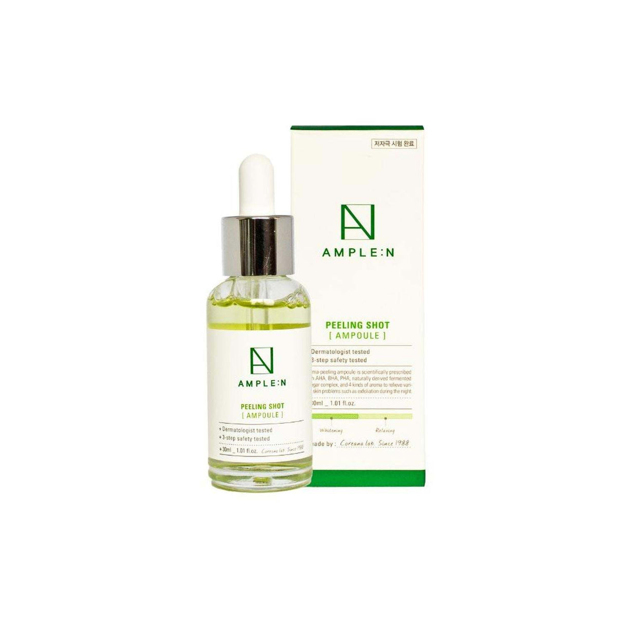 Información visual del sérum exfoliante nocturno AMPLEN 30 ml