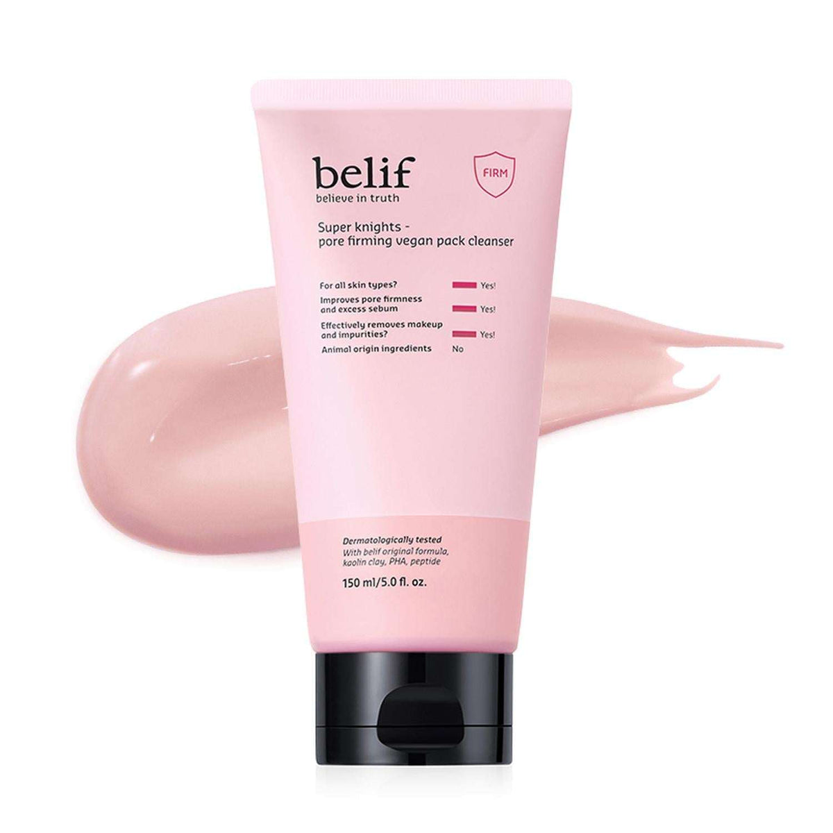 Envase del limpiador facial Belif Super Knights refinador de poros de 150 ml.